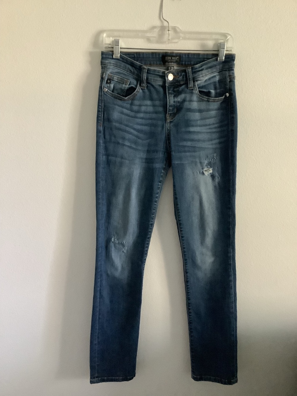 Judy Blue Straight Fit Stretch Jeans Womens Sz 9/29 Distressed